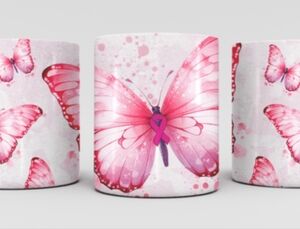 Breast Cancer Pink Butterfly Coffee Mug
